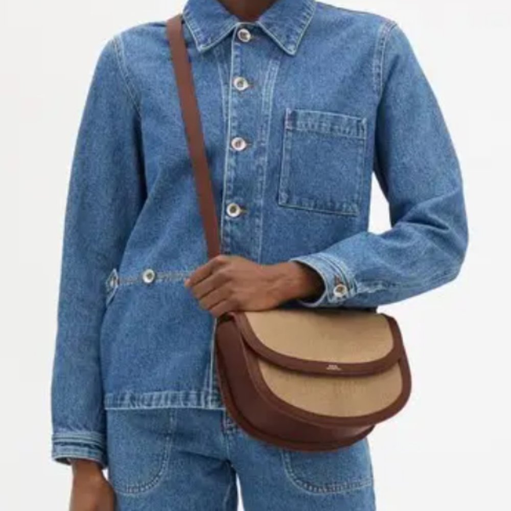 A.P.C. Geneve Jute Leather Shoulder Bag
